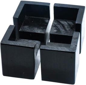 img 4 attached to Enhanced Pack of 4 Square Black Bed Risers for Summer: Boost Furniture Height by 2 Inches, Ideal for Sofas, Desks, Tables, Chairs, and Creating Underbed Storage with Wooden Furniture Legs