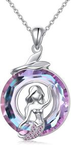 img 4 attached to 💜 Splendid Mermaid Pendant: 925 Sterling Silver Necklace with Captivating Purple Crystal - Perfect Gift for Women and Girls