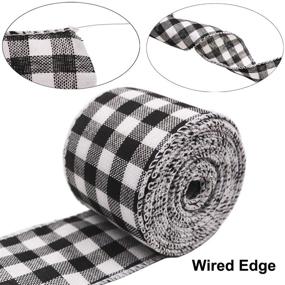 img 1 attached to 🎁 Amgate 3 Rolls 2.5" Christmas Wired Edge Ribbons - 30 Yards Red & Black Plaid Ribbon, Black & White Buffalo Check Ribbon, and Burlap Wreaths Ribbon - for Holiday Decoration and DIY Bows