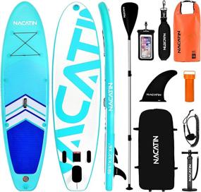 img 4 attached to 🏄 NACATIN Inflatable Stand Up Paddle Board: Premium SUP Bundle with 10'L Dry Bag, Phone Pouch & Shoulder Strap