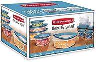 rubbermaid 26 piece flex & seal: leak proof lids, easy-find snaps, blue bases логотип