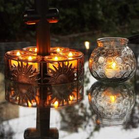 img 2 attached to 🏮 ZHONGXIN Solar Lantern Tea Lights Candles: Rechargeable Amber Flickering LED Candle Lights for Garden, Yard, Pathway - Waterproof & Ideal for Weddings, Parties, and Home Décor - 8Pack