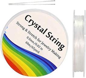 img 4 attached to 💎 Outkitkit 0.5mm Crystal Elastic String Cord for Jewelry Making, Beading and Bracelet; 2 Rolls Stretchy String (120m/130 Yard)