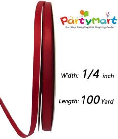 img 2 attached to 🎉 PartyMart Red Polyester Double-Face Satin Ribbon - 1/4 Inch Wide, 100 Yards: High-Quality Decorative Ribbon for Parties