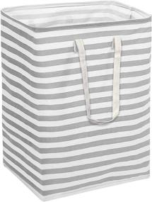 img 4 attached to 🧺 Large Collapsible Laundry Hamper with Handles - Gray Dirty Clothes Hamper for Bedroom, Freestanding Toy and Clothing Storage Basket