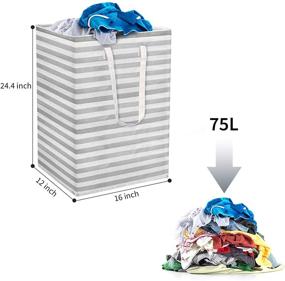 img 2 attached to 🧺 Large Collapsible Laundry Hamper with Handles - Gray Dirty Clothes Hamper for Bedroom, Freestanding Toy and Clothing Storage Basket