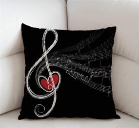 img 3 attached to Swono Treble Love and Music Notes Cotton Burlap Linen Throw Pillow Case - Stylish 18X18 Inches Cushion Cover for Sofas, Beds, or Outdoor Décor