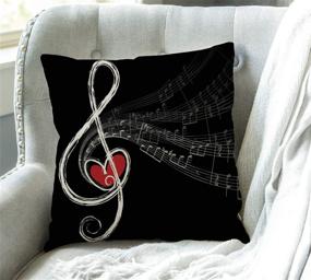 img 2 attached to Swono Treble Love and Music Notes Cotton Burlap Linen Throw Pillow Case - Stylish 18X18 Inches Cushion Cover for Sofas, Beds, or Outdoor Décor