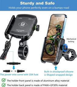 img 1 attached to 🏍️ KEWIG Motorcycle Phone Mount Charger USB QC 3.0 36W - Waterproof Holder for 4-7 inch Cellphones