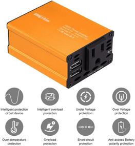 img 1 attached to Bapdas 150W Car Power Inverter DC 12V to 110V AC Car Converter with 2 USB Ports - Orange