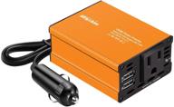 bapdas 150w car power inverter dc 12v to 110v ac car converter with 2 usb ports - orange logo