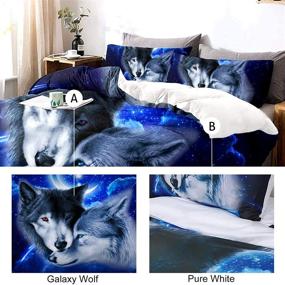 img 1 attached to 🌌 Galaxy Wolf Duvet Cover Sets - Stunning 3D Animal Print Quilt Cover - Soft Comforter and 2 Pillow Shams - Queen Size 90"x90