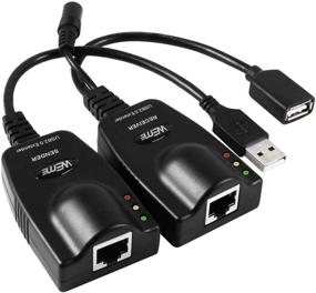 img 4 attached to WEme USB 2.0 удлинитель: RJ45 через кабель Cat5e/Cat6, 100 м Ethernet-удлинение типа A мужской к A женскому с источником питания