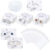 📦 1200 marble earring display cards set - includes 300 paper earring display cards, 600 earring backs, and 300 self-seal bags for jewelry (1 x 1.4 inch, white) logo