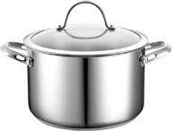 6-квартовая нержавеющая стальная кастрюля с крышкой от cooks standard. логотип