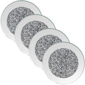 img 1 attached to 🪞 GIMORRTO Glass Mirror Coaster Set of 4, 4x4 Inch Crushed Diamond Cup Mat Tabletop Decor for Restaurant Kitchen Bar Dining Table … (4x4)