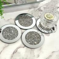 🪞 gimorrto glass mirror coaster set of 4, 4x4 inch crushed diamond cup mat tabletop decor for restaurant kitchen bar dining table … (4x4) logo