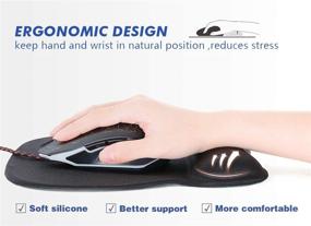 img 2 attached to Premium 2 PCS Ergonomic Mouse Pad Set with Gel Wrist Rest and Non-Slip Base - Ideal for Gaming, Office, and Travel - Black