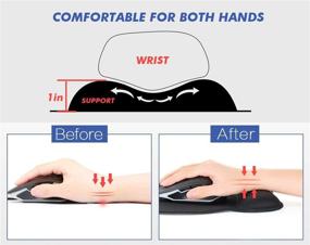 img 1 attached to Premium 2 PCS Ergonomic Mouse Pad Set with Gel Wrist Rest and Non-Slip Base - Ideal for Gaming, Office, and Travel - Black