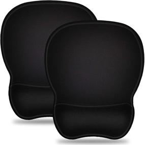 img 4 attached to Premium 2 PCS Ergonomic Mouse Pad Set with Gel Wrist Rest and Non-Slip Base - Ideal for Gaming, Office, and Travel - Black