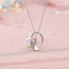 img 1 attached to 🦄 SHWIN Unicorn Necklace for Girls Women - 14K Gold Plated CZ Moon Heart Pendant Jewelry: Perfect Birthday Gifts