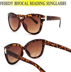 img 2 attached to 😎 FEISEDY Bifocal Reading Sunglasses: Trendy Square Cat Eye Retro Sunreader for Women - Style B2556