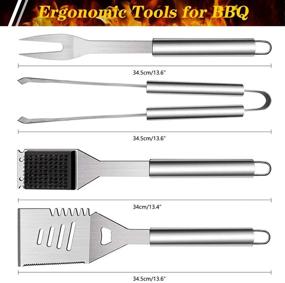 img 3 attached to 🔥 Ultimate Grill Tools Set: 10-Piece Stainless Steel BBQ Accessories Kit with Case and Cleaning Brush - Perfect for Camping and Outdoor Grilling