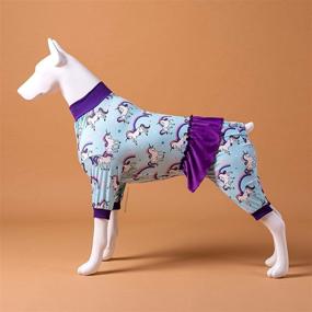 img 2 attached to Stylish LovinPet Large Dog Onesie with Magical Unicorn Rainbow Prints 🦄 - Full Belly Coverage, Lightweight Pullover Jumpsuit for Pitbulls, Bulldogs, and Larger Puppies