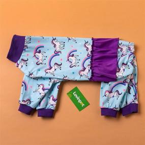 img 3 attached to Stylish LovinPet Large Dog Onesie with Magical Unicorn Rainbow Prints 🦄 - Full Belly Coverage, Lightweight Pullover Jumpsuit for Pitbulls, Bulldogs, and Larger Puppies