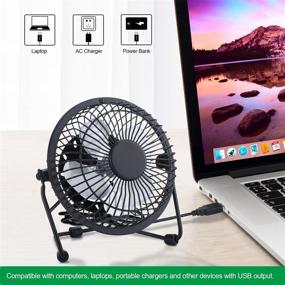 img 3 attached to 💨 6 Inch Black Esup Small Fan - USB Powered, Quiet Desk Fan, Personal Table Fan, Mini Desktop Fan