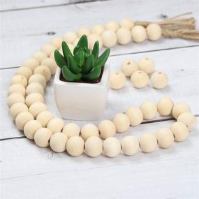 img 2 attached to 🔨 300 Pieces 16mm Unfinished Wooden Beads for DIY Crafts, Natural Wood Spacer Beads in Natural Color - Ideal for Necklace Making with Additional Hemp Rope