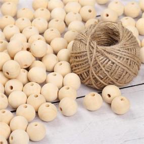 img 1 attached to 🔨 300 Pieces 16mm Unfinished Wooden Beads for DIY Crafts, Natural Wood Spacer Beads in Natural Color - Ideal for Necklace Making with Additional Hemp Rope