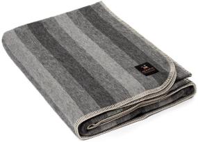 img 4 attached to 🧣 Thick Heavyweight Alpaca Wool Blanket - Soft Peruvian Wool Blanket for Camping Outdoors and Indoors - Twin Queen King Size - Dark Gray/Soft Gray - Whipstitch Trim