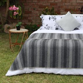 img 3 attached to 🧣 Thick Heavyweight Alpaca Wool Blanket - Soft Peruvian Wool Blanket for Camping Outdoors and Indoors - Twin Queen King Size - Dark Gray/Soft Gray - Whipstitch Trim