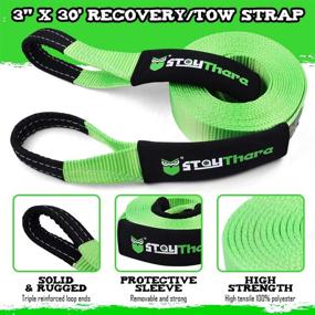 img 3 attached to Stay There 3x30ft Heavy Duty Tow Strap Recovery Kit - 35,000 lb Capacity - Emergency Towing Rope + 3/4 Heavy Duty D Ring Shackles (2pcs) + Storage Bag