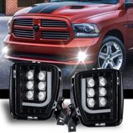 🚘 пара черных led противотуманных фар с drl для dodge ram 1500 2013-2018 - прозрачные линзы прожекторов, дневные ходовые огни. логотип