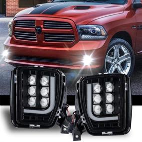 img 4 attached to 🚘 Пара черных LED противотуманных фар с DRL для Dodge Ram 1500 2013-2018 - Прозрачные линзы прожекторов, Дневные ходовые огни.