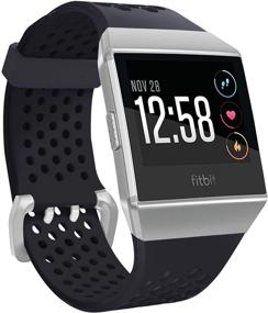 img 1 attached to 👟 SKYLET Compatible with Fitbit Ionic Bands Men Women: Soft Sport Silicone Breathable Replacement Wristband for Fitbit Ionic Smart Watch (Black, Large)