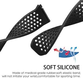 img 2 attached to 👟 SKYLET Compatible with Fitbit Ionic Bands Men Women: Soft Sport Silicone Breathable Replacement Wristband for Fitbit Ionic Smart Watch (Black, Large)