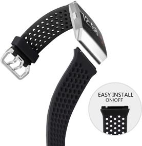 img 3 attached to 👟 SKYLET Compatible with Fitbit Ionic Bands Men Women: Soft Sport Silicone Breathable Replacement Wristband for Fitbit Ionic Smart Watch (Black, Large)