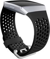 👟 skylet compatible with fitbit ionic bands men women: soft sport silicone breathable replacement wristband for fitbit ionic smart watch (black, large) logo