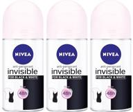 💦 3-pack nivea invisible, black & white women’s roll-on antiperspirant & deodorant, 48-hour protection, 1.7oz / 50ml each bottle logo