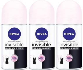 img 1 attached to 💦 3 пакета Nivea INVISIBLE, BLACK & WHITE Женский дезодорант-антиперспирант Roll-On, 48-часовая защита, 1.7 унций / 50 мл в каждой бутылке