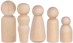 img 4 attached to 🎨 Assorted Sizes Wooden Peg Doll People - Set of 50 with 5 Shapes, Unfinished Bodies - Ideal for Arts, Crafts, and Decor - BESTTOYHOME