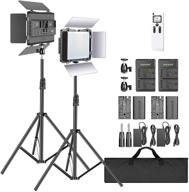 📸 neewer 2-pack 2.4g led light with 2m stand bi-color 600 smd cri 96+ led panel/barndoor/lcd display video lighting kit for photo studio photography – ball head/remote/battery/charger/case included logo