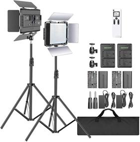 img 4 attached to 📸 Neewer 2-Pack 2.4G LED Light with 2M Stand Bi-Color 600 SMD CRI 96+ LED Panel/Barndoor/LCD Display Video Lighting Kit for Photo Studio Photography – Ball Head/Remote/Battery/Charger/Case Included