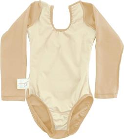 img 2 attached to 🩰 Dancina Long Sleeve Ballet Gymnastics Leotard - Comfy Cotton, Front Lined │ Kids Ages 2-10