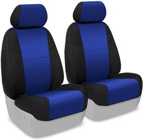 img 4 attached to Coverking Custom Fit Front 50/50 Bucket Seat Cover For Select Honda Element Models - Neosupreme (Blue With Black Sides)