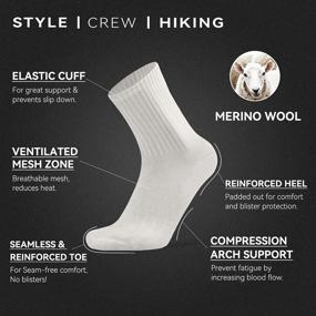 img 2 attached to 🧦 High-Quality Merino Wool Cushioned Hiking Socks for Men and Women - Stay Warm and Comfortable during Trekking, Work, and Outdoor Activities