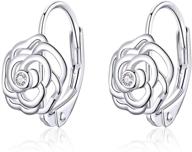 stylish ecolvant hoop earrings for women in sterling silver - rose flower cz leverback design, perfect for birthday parties & fashionable women logo